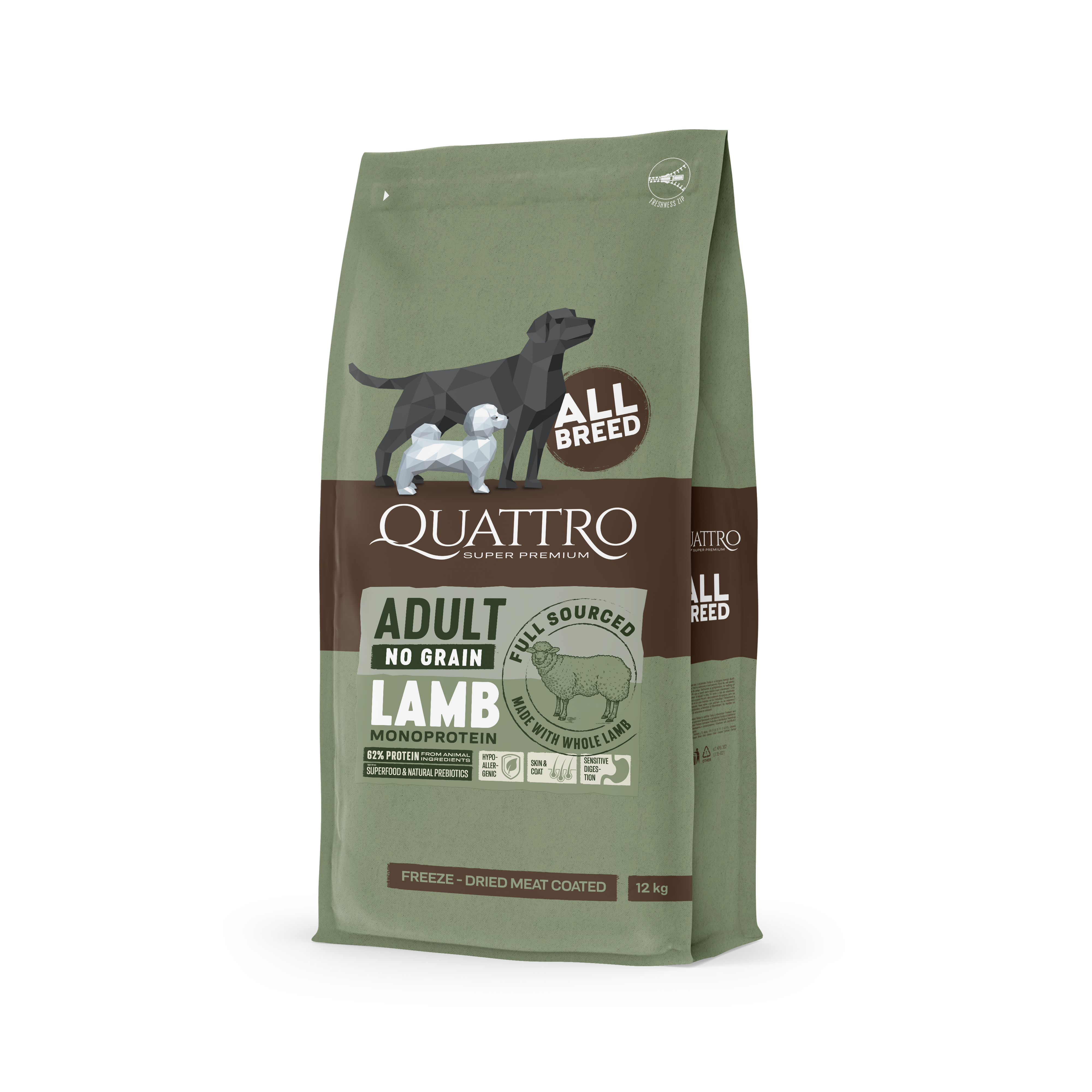 Quattro No Grain All Breed Adult Lamb 12 kg